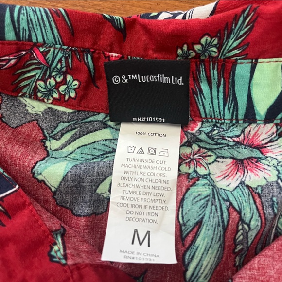 🌺 Star Wars Hawaiian Shirt – Grogu Baby Yoda Mando Print Red Button Up - Picture 7 of 10